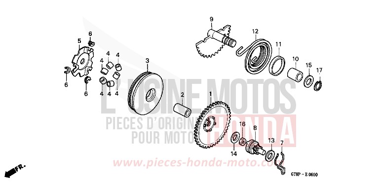 DRIVE FACE/KICK STARTER SPINDLE for Wallaroo FLASH RED (R119) from 1993