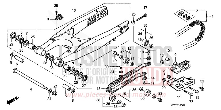 SWINGARM for CR250R EXPLOSION RED (R254) from 2002
