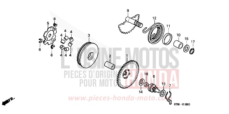 DRIVE FACE/KICK STARTER SPINDLE for Wallaroo BRUGGE MAROON (R189) from 1992