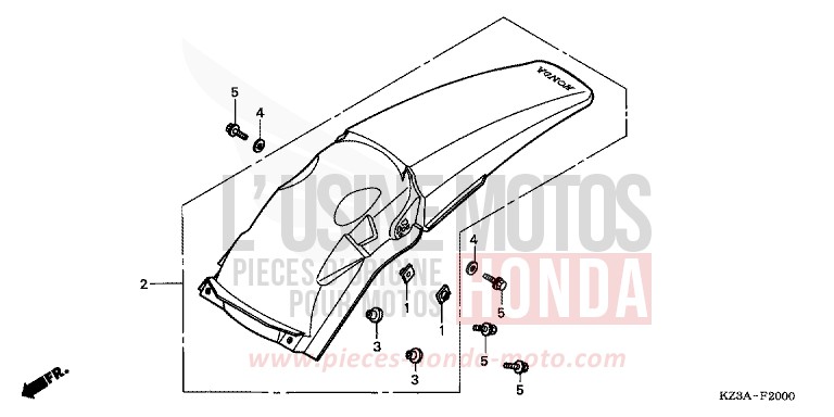 REAR FENDER for CR250R EXPLOSION RED (R254) from 2002