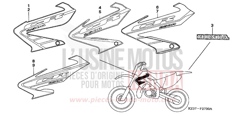 MARK (CR250R2-5) for CR250R EXPLOSION RED (R254) from 2002