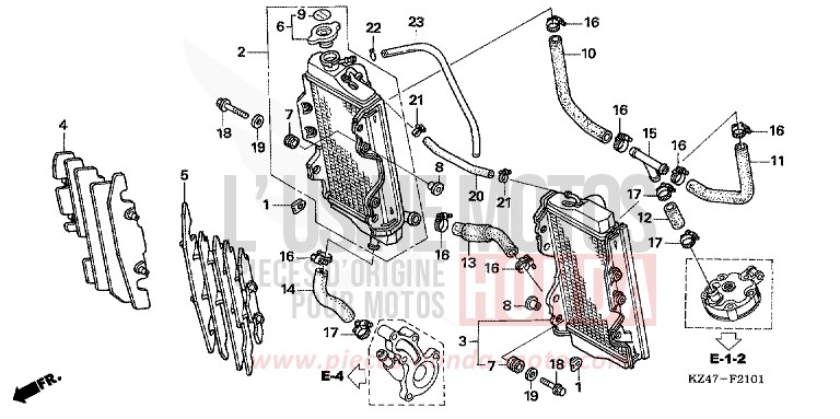 RADIATOR (CR125R5-7) for CR125R EXTREME RED (R292) from 2007