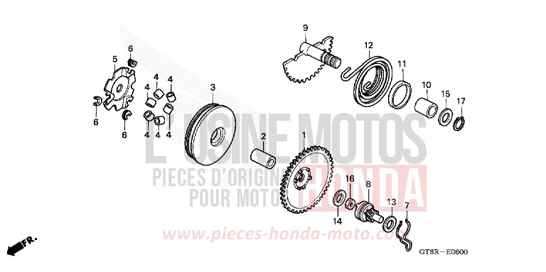 DRIVE FACE/KICK STARTER SPINDLE for Wallaroo FLASH RED (R119) from 1994