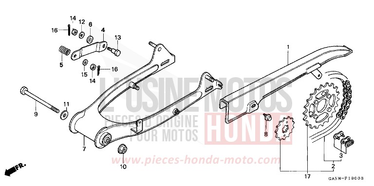 REAR FORK for DAX CANDY RUBY RED (R4) from 1994