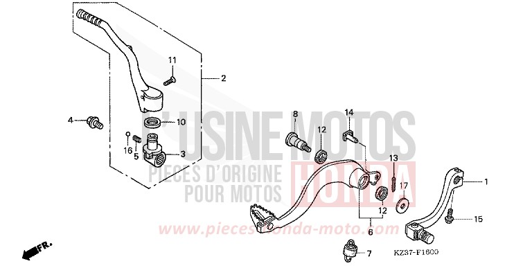 PEDAL for CR250R EXPLOSION RED (R254) from 2003