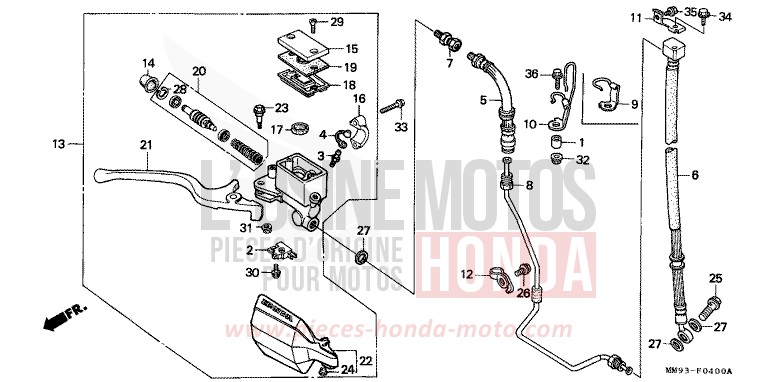FR. BRAKE MASTER CYLINDER (XL600VH/VJ/VK/VL) for TRANSALP CANDY TAHITIAN BLUE (PB215A) from 1990
