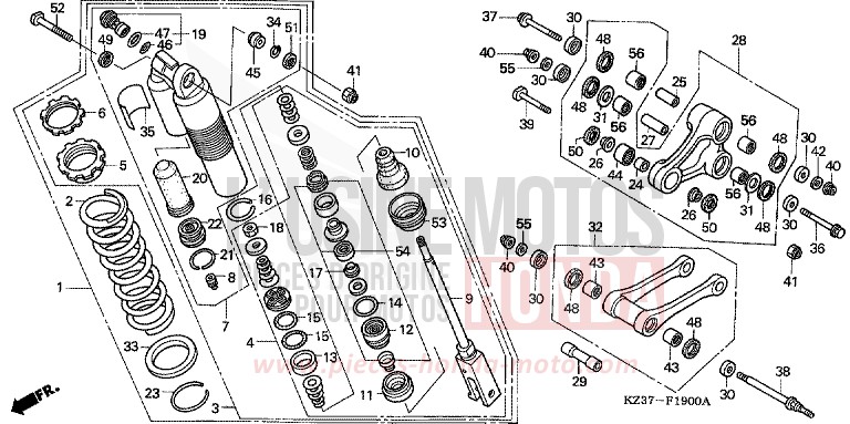REAR CUSHION for CR250R EXPLOSION RED (R254) from 2003