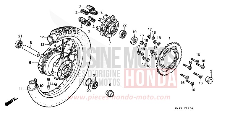 REAR WHEEL (XL600VH/VJ/VK/VL) for TRANSALP FURIOUS RED (R167A) from 1990