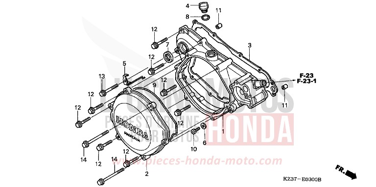 RIGHT CRANKCASE COVER for CR250R EXTREME RED (R292) from 2004