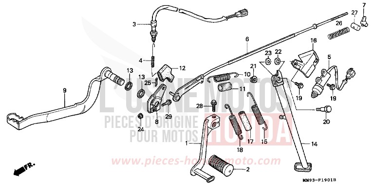 PEDAL/STAND (2) for TRANSALP FURIOUS RED (R167A) from 1990