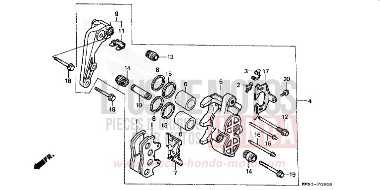 FRONT BRAKE CALIPER (XL600VH/VJ/VK/VL) for TRANSALP PB214H (PB214H) from 1990