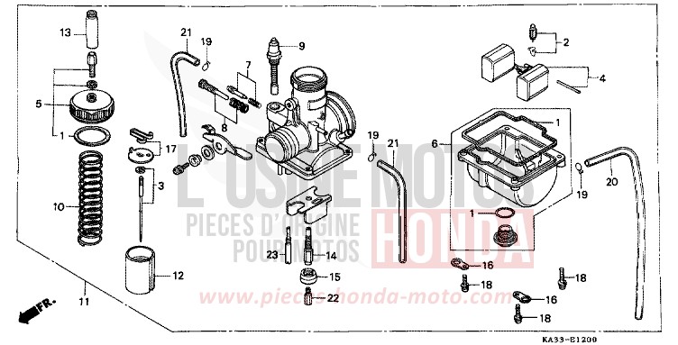 CARBURETOR (1) for CR125R FLASH RED (R119) from 1984