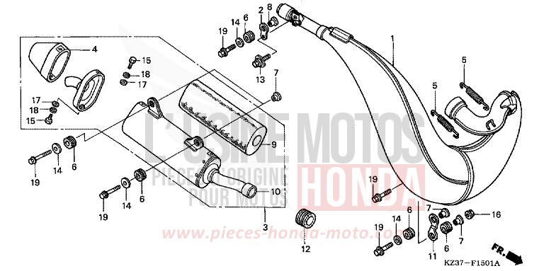 EXPANSION CHAMBER (CR250R2-4) (ED,U) for CR250R EXTREME RED (R292) from 2004