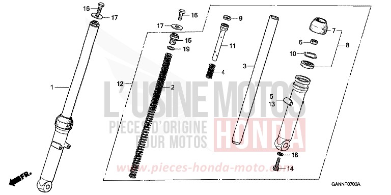 FRONT FORK for DAX SUMMER BLOND METALLIC (YR129) from 1992