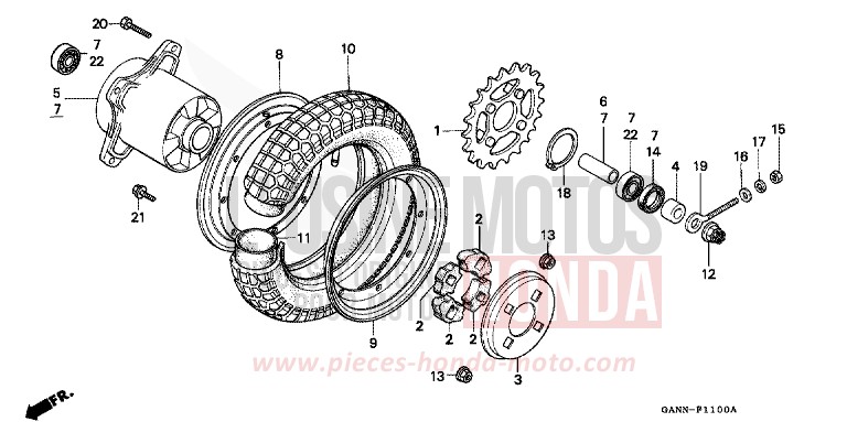 REAR WHEEL for DAX SUMMER BLOND METALLIC (YR129) from 1992