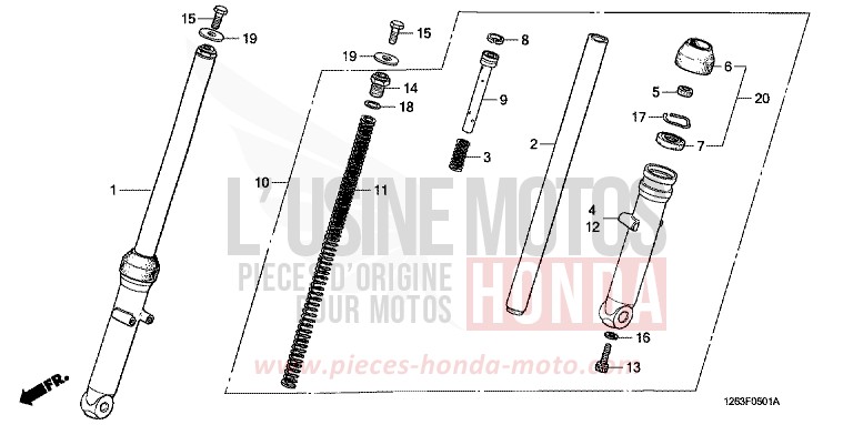 FRONT FORK for DAX ITALIAN RED (R157) from 1989