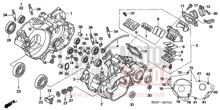CRANKCASE (CR250R5-7) for CR250R EXTREME RED (R292) from 2005