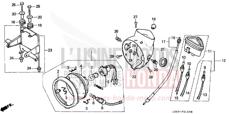 HEADLIGHT/SPEEDOMETER for DAX CANDY SAPPHIRE BLUE (PB3) from 1982