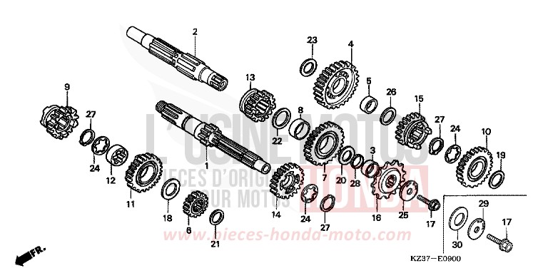 TRANSMISSION for CR250R EXTREME RED (R292) from 2005