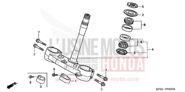 STEERING STEM for CR250R EXTREME RED (R292) from 2005