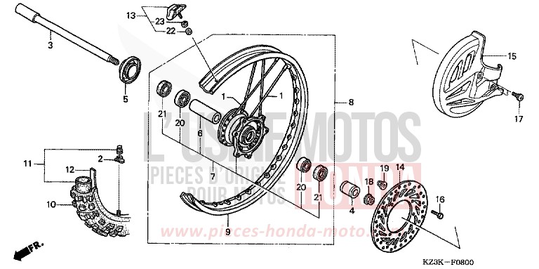 FRONT WHEEL for CR250R EXTREME RED (R292) from 2005