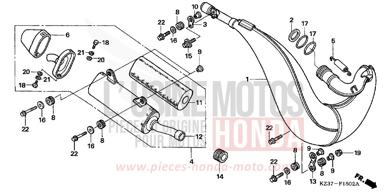EXPANSION CHAMBER (CR250R5) for CR250R EXTREME RED (R292) from 2005