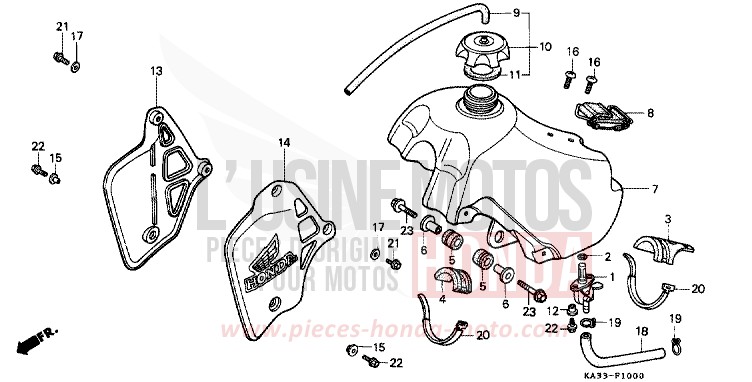 FUEL TANK (1) for CR125R FLASH RED (R119) from 1984