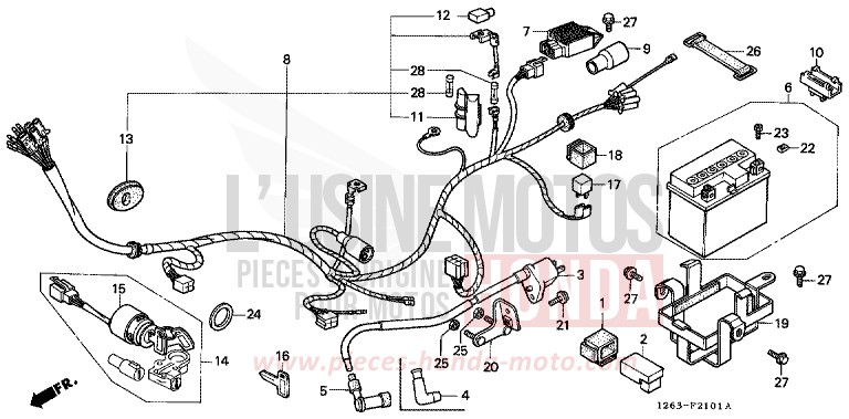 WIRE HARNESS/ IGNITION COIL/BATTERY for DAX PLEIADES SILVER METALLIC-U (NH104) from 1990