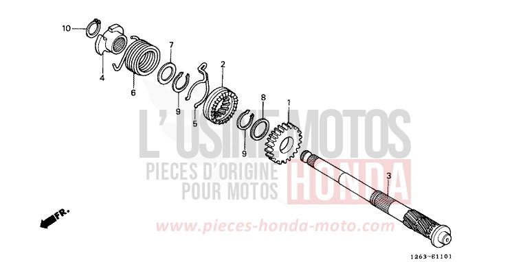 KICK STARTER SPINDLE (ST70L) for DAX SHASTA WHITE (NH138) from 1990