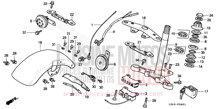 STEERING STEM/TOP BRIDGE for DAX SHASTA WHITE (NH138) from 1990