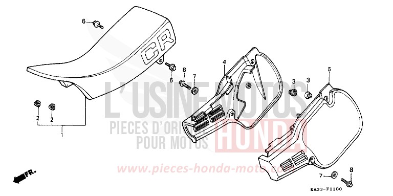 SEAT/SIDE COVER (1) for CR125R FLASH RED (R119) from 1984