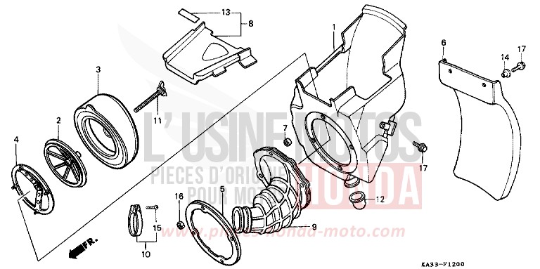 AIR CLEANER (1) for CR125R FLASH RED (R119) from 1984