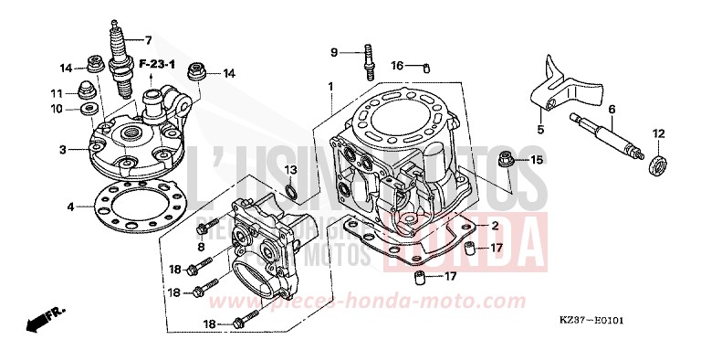 CYLINDER/CYLINDER HEAD (CR250R5-7) for CR250R EXTREME RED (R292) from 2006