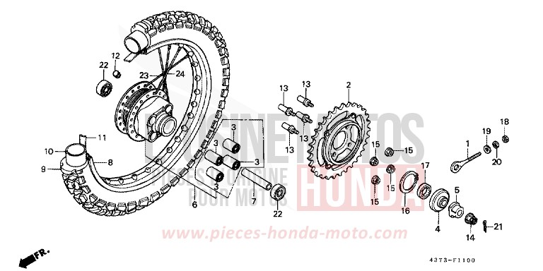 REAR WHEEL for XL125S HELIOS RED (R33) from 1980