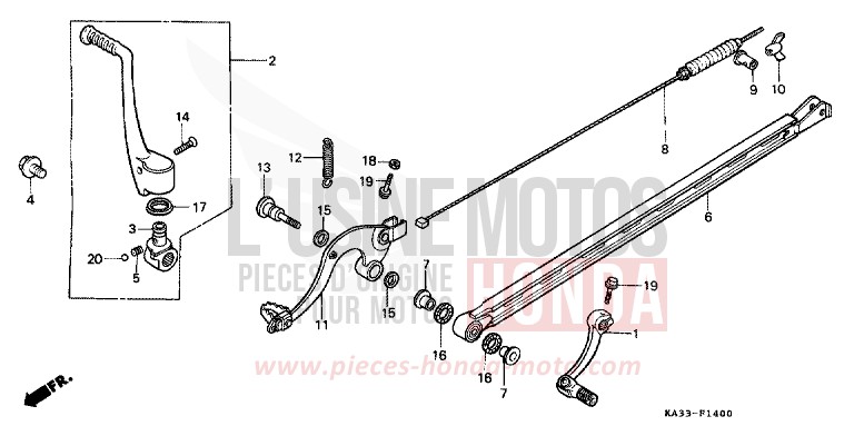 CHANGE PEDAL/BRAKE PEDAL/KICK STARTER ARM (1) for CR125R FLASH RED (R119) from 1984