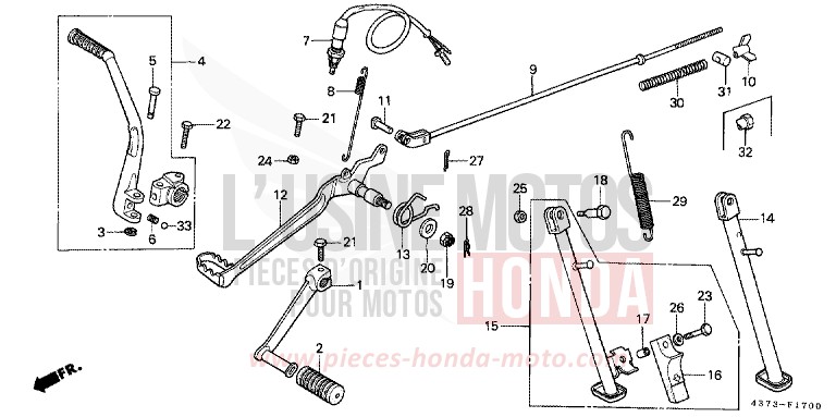 PEDAL/KICK STARTER ARM for XL125S TAHITIAN RED (R23) from 1980