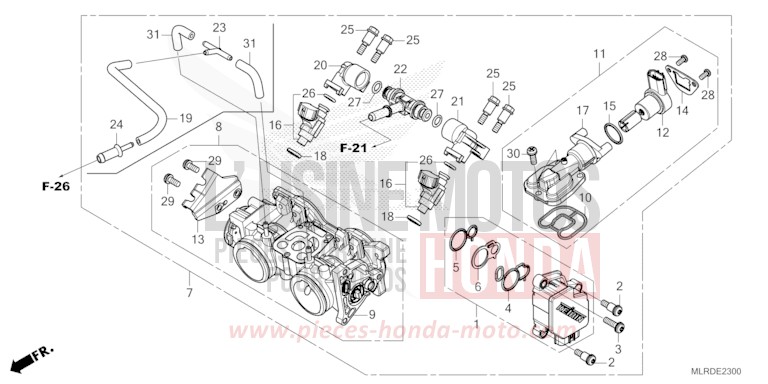 THROTTLE BODY for NX500 GRAND PRIX RED (R380) from 2025