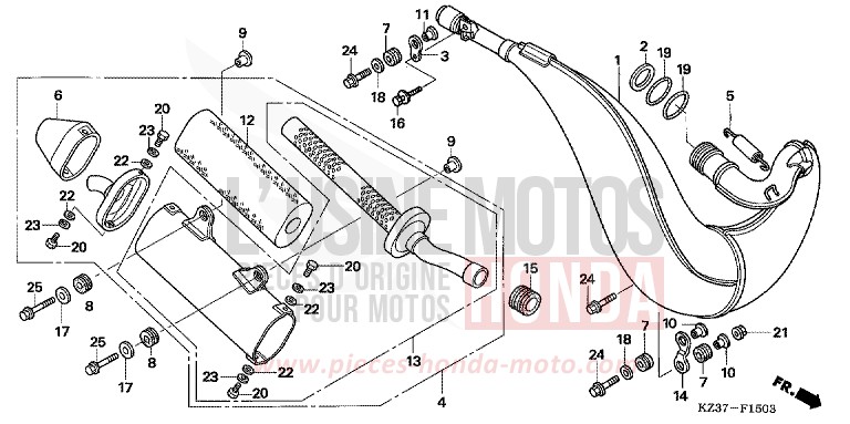 EXPANSION CHAMBER (CR250R6,7) for CR250R EXTREME RED (R292) from 2006