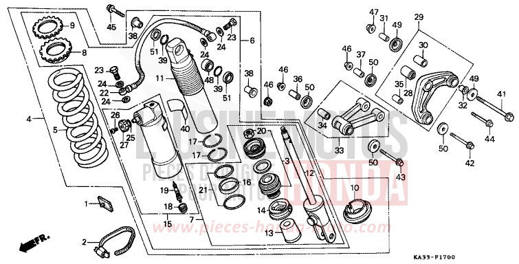 REAR CUSHION (1) for CR125R FLASH RED (R119) from 1984