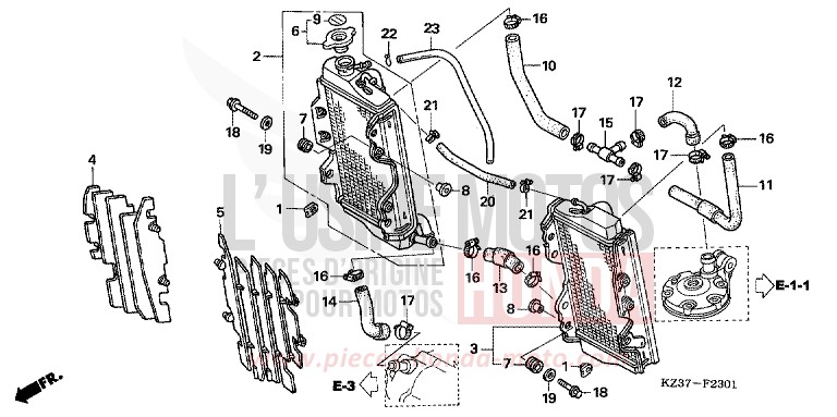 RADIATOR (CR250R5-7) for CR250R EXTREME RED (R292) from 2006
