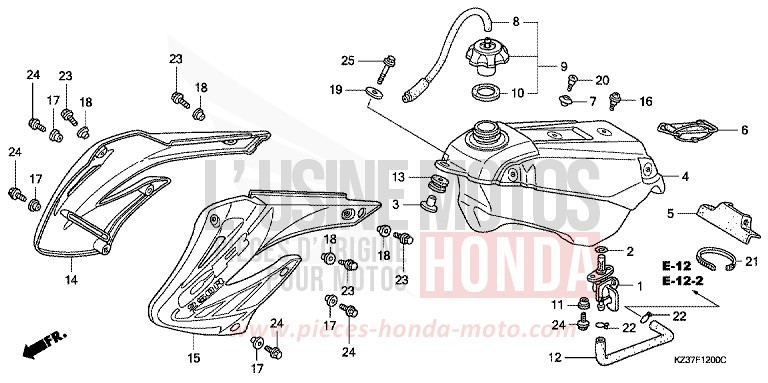 FUEL TANK for CR250R EXTREME RED (R292) from 2007