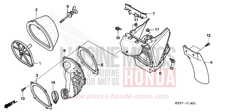 AIR CLEANER (CR250R5-7) for CR250R EXTREME RED (R292) from 2007