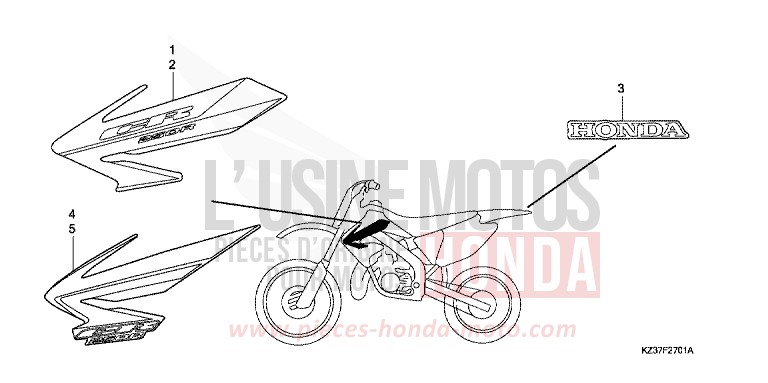 MARCA (CR250R6,7) per CR250R EXTREME RED (R292) del 2007