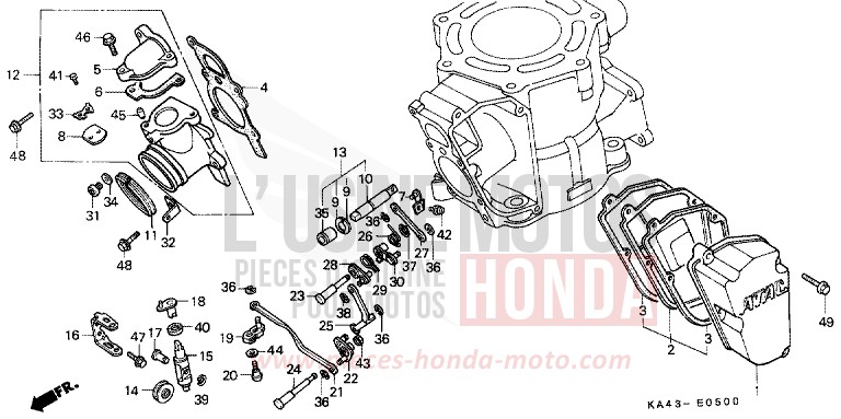 EXHAUST MANIFOLD (1) for CR250R FLASH RED (R119) from 1984