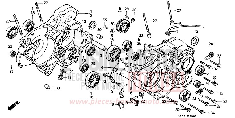 CRANKCASE (1) for CR125R FLASH RED (R119) from 1985