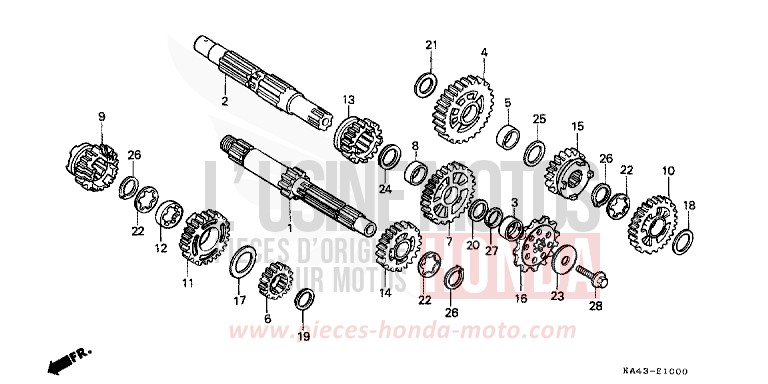 TRASMISSIONE per CR250R FLASH RED (R119) del 1984