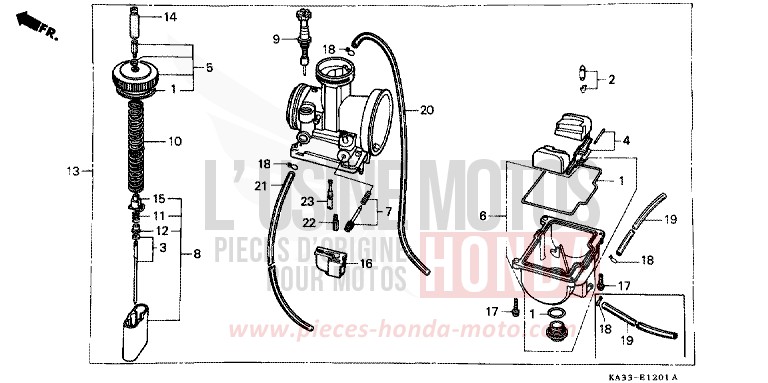 CARBURETOR (2) for CR125R FLASH RED (R119) from 1985