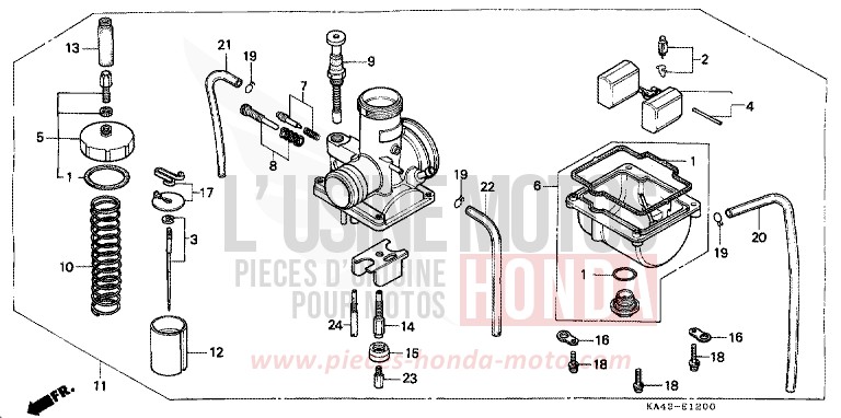 CARBURETOR (1) for CR250R FLASH RED (R119) from 1984