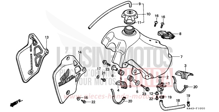 FUEL TANK (1) for CR250R FLASH RED (R119) from 1984