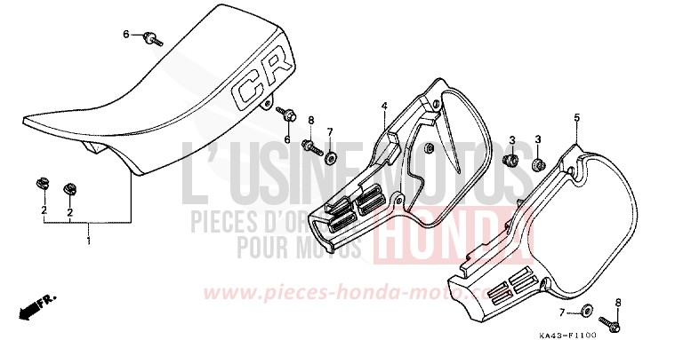 SEAT/SIDE COVER (1) for CR250R FLASH RED (R119) from 1984